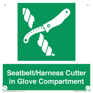 Seatbelt/Harness Cutter in Glove Compartment